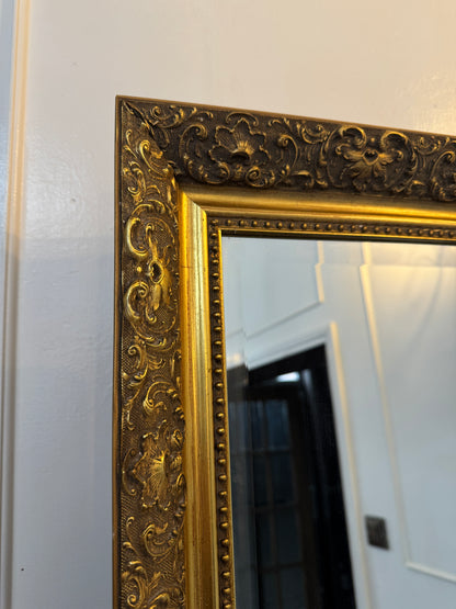 Vintage Large Ornate Gold Mirror: Large Beveled French Louis Style