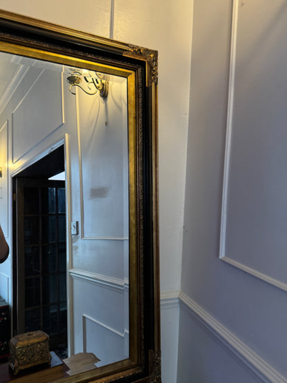 Large Bevelled Mirror in Gold & Black Gilt Frame – Decorative Wall Statement