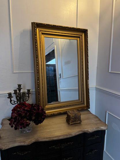 Large Antique Gold Gilt Mirror | Thick Heavy Ornate Frame