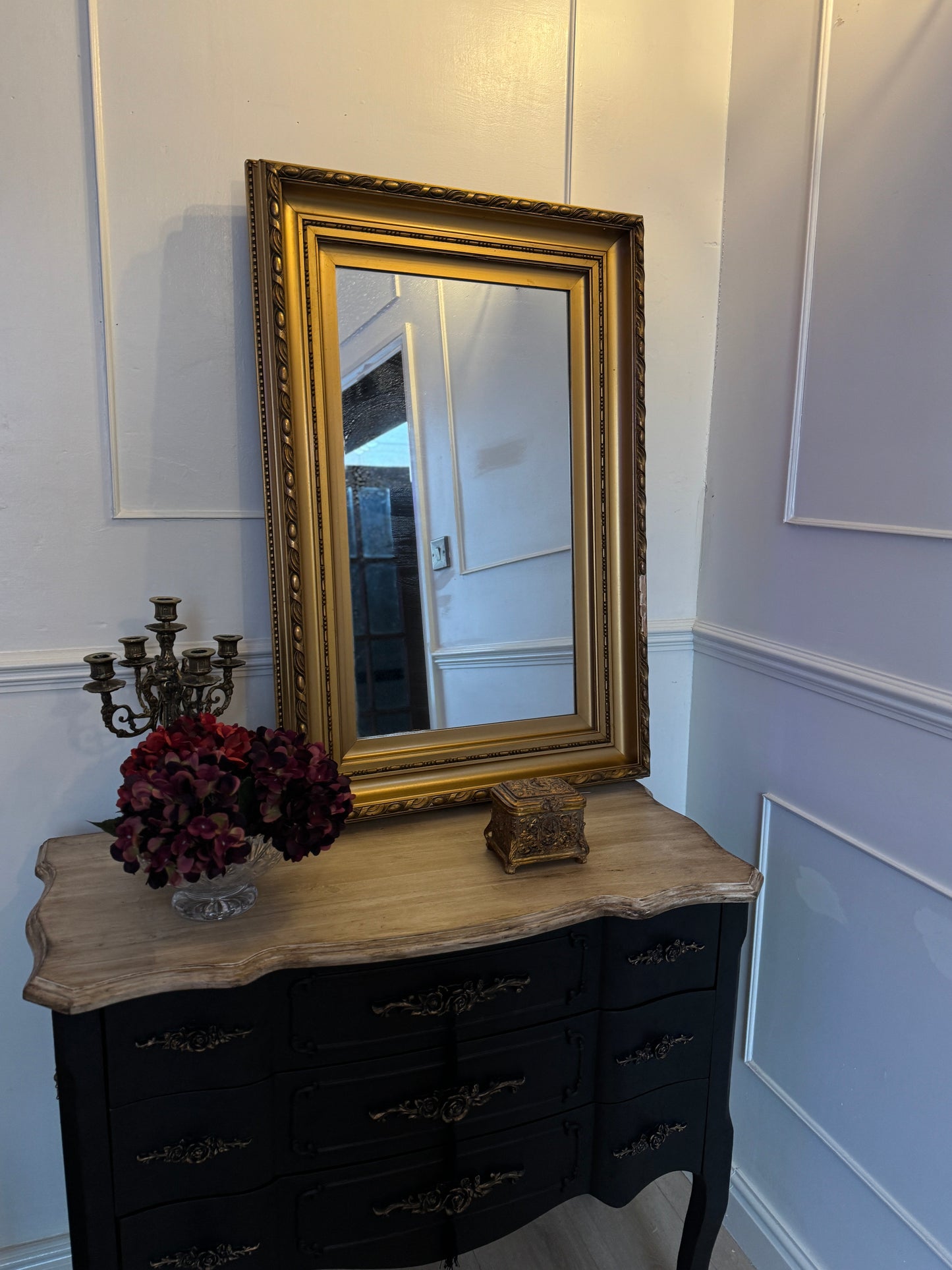 Large Antique Gold Gilt Mirror | Thick Heavy Ornate Frame