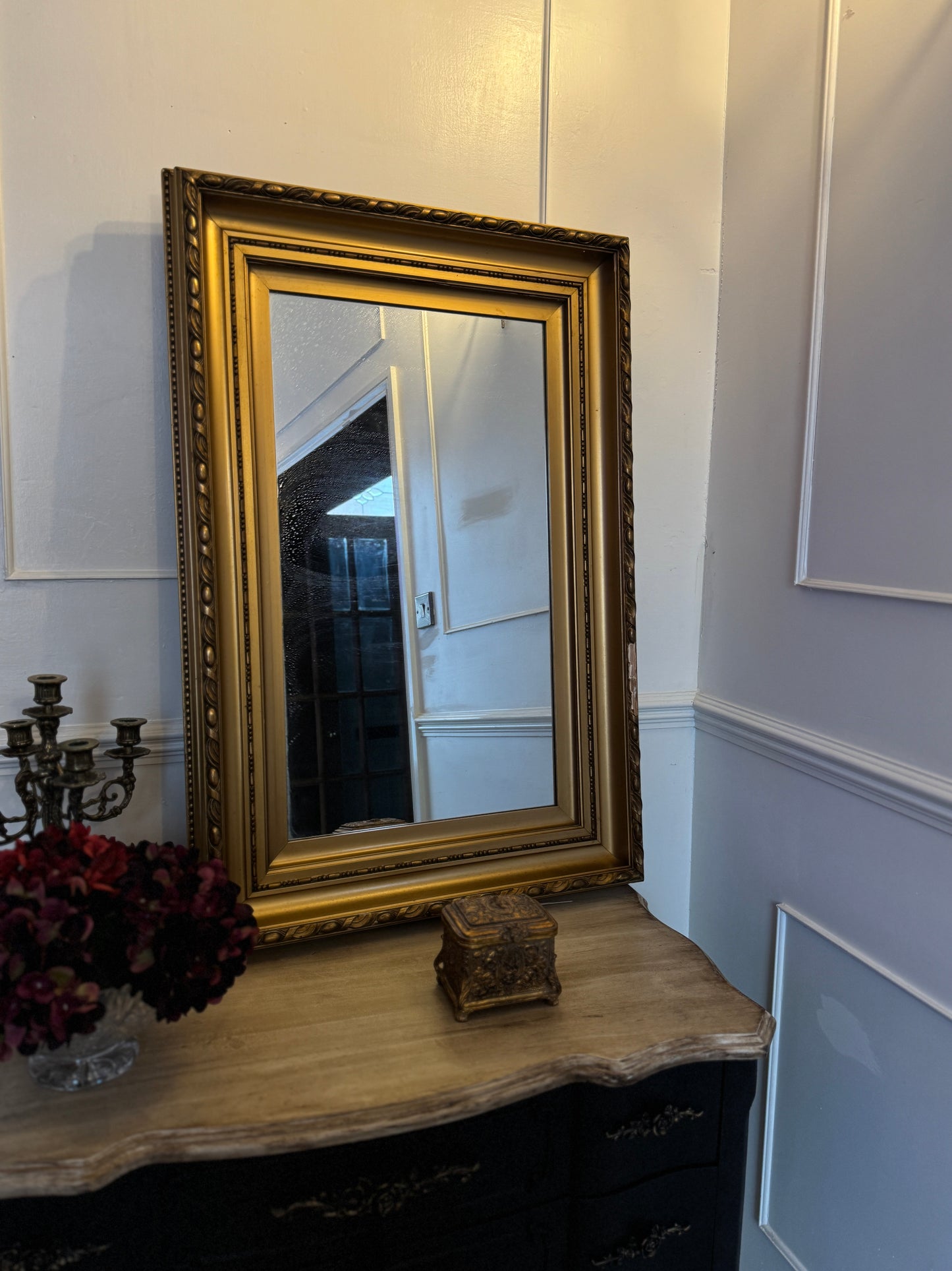 Large Antique Gold Gilt Mirror | Thick Heavy Ornate Frame
