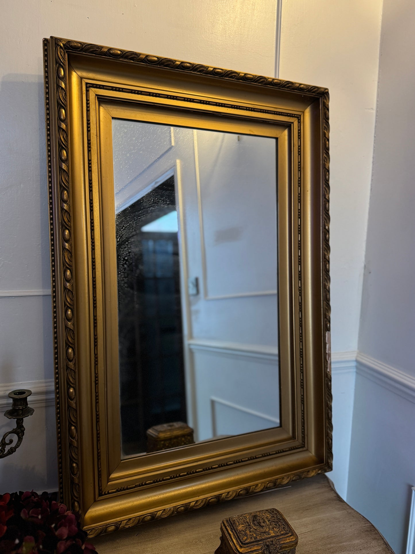 Large Antique Gold Gilt Mirror | Thick Heavy Ornate Frame