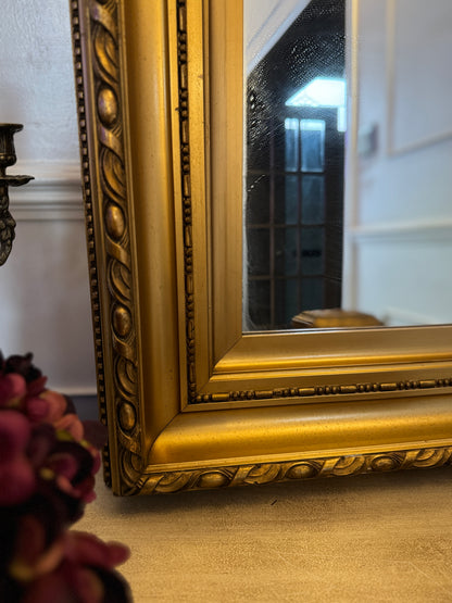 Large Antique Gold Gilt Mirror | Thick Heavy Ornate Frame