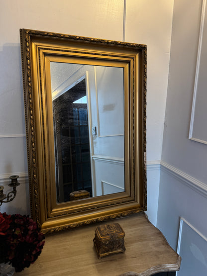 Large Antique Gold Gilt Mirror | Thick Heavy Ornate Frame