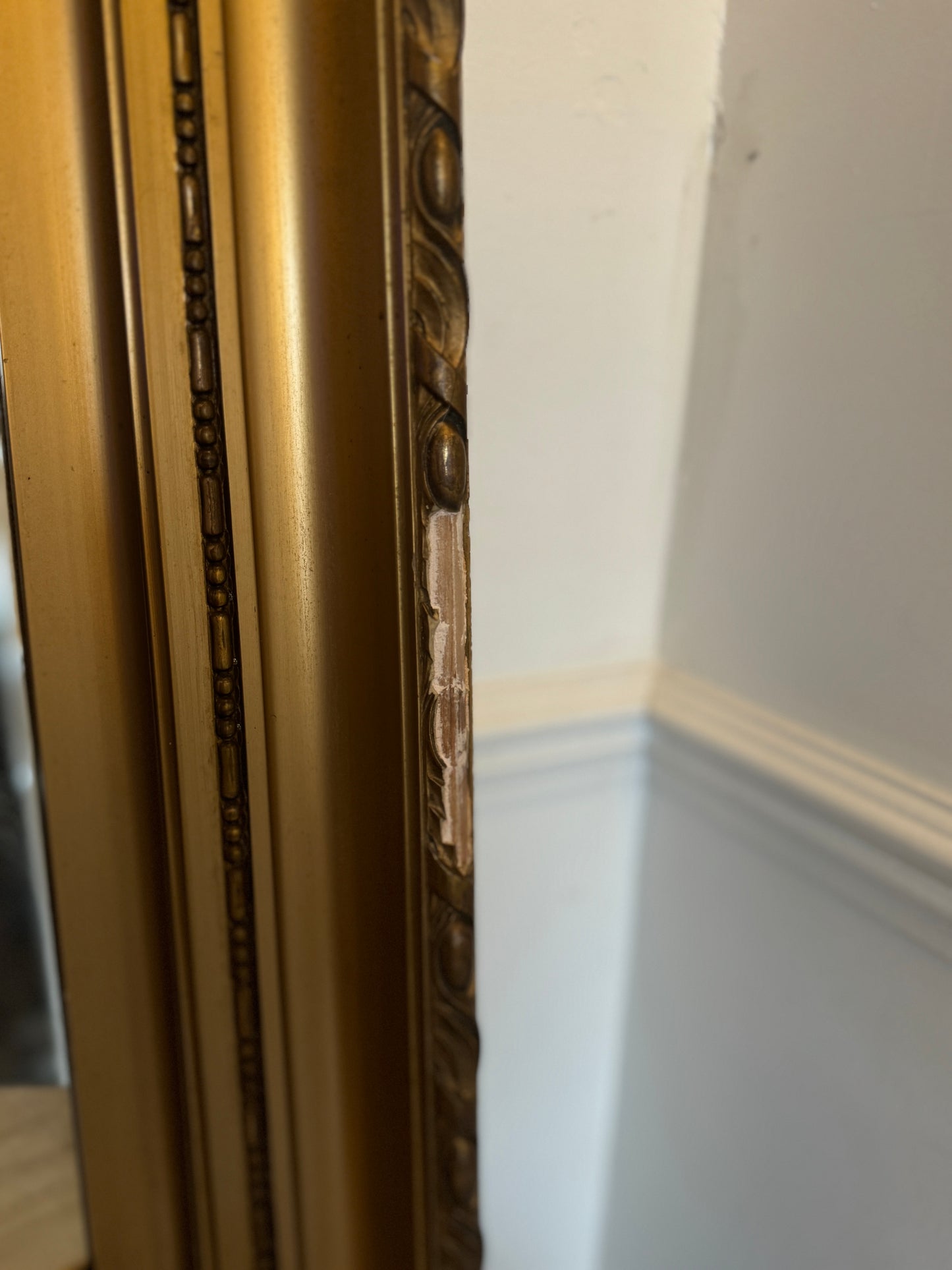 Large Antique Gold Gilt Mirror | Thick Heavy Ornate Frame