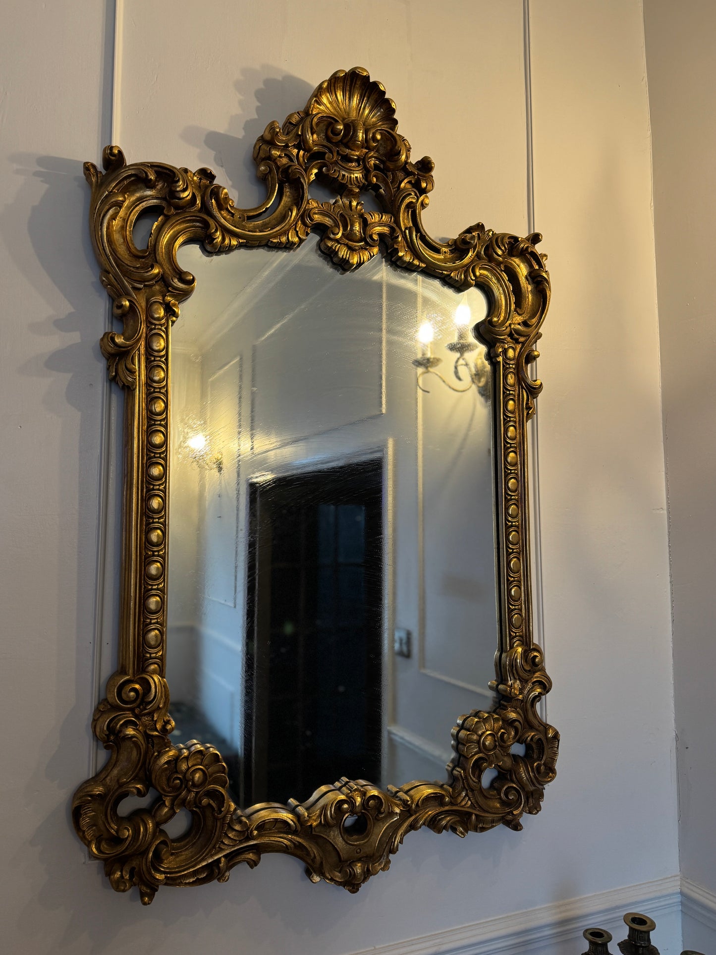 French Louis Style Gold Gilt Wooden Mirror – Large Ornate Statement Piece