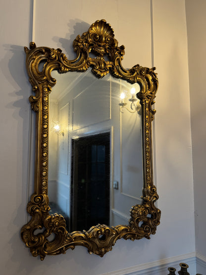 French Louis Style Gold Gilt Wooden Mirror – Large Ornate Statement Piece