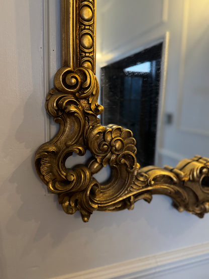 French Louis Style Gold Gilt Wooden Mirror – Large Ornate Statement Piece