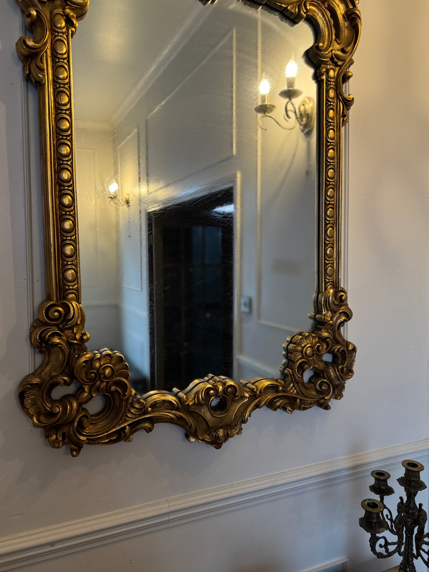 French Louis Style Gold Gilt Wooden Mirror – Large Ornate Statement Piece