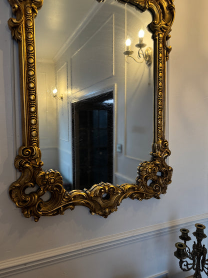 French Louis Style Gold Gilt Wooden Mirror – Large Ornate Statement Piece