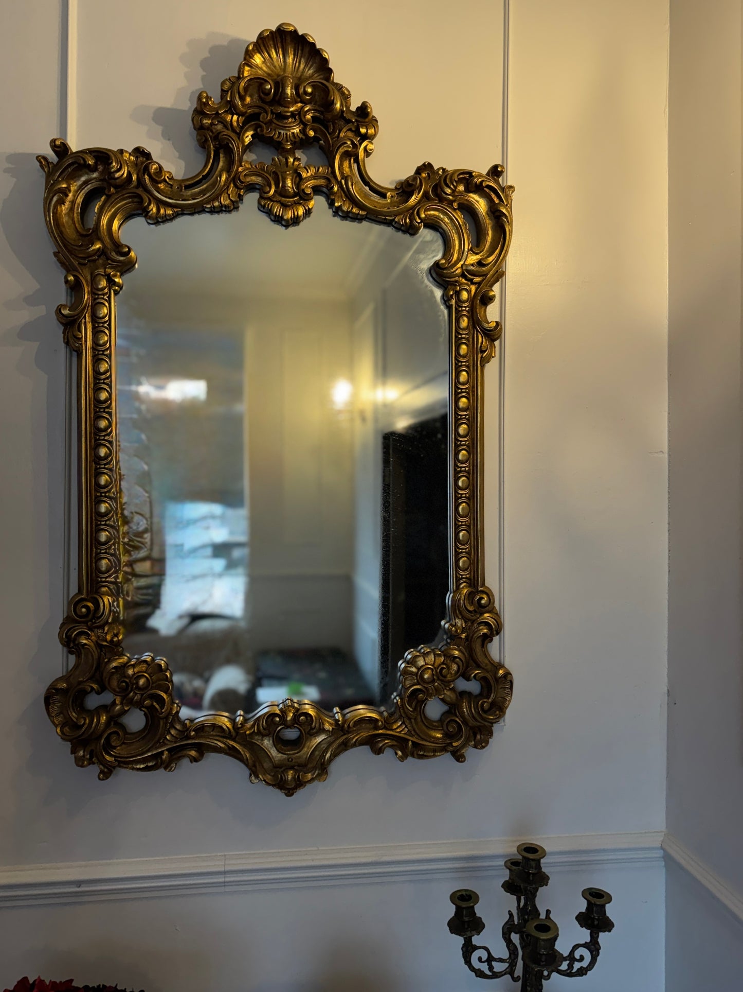 French Louis Style Gold Gilt Wooden Mirror – Large Ornate Statement Piece