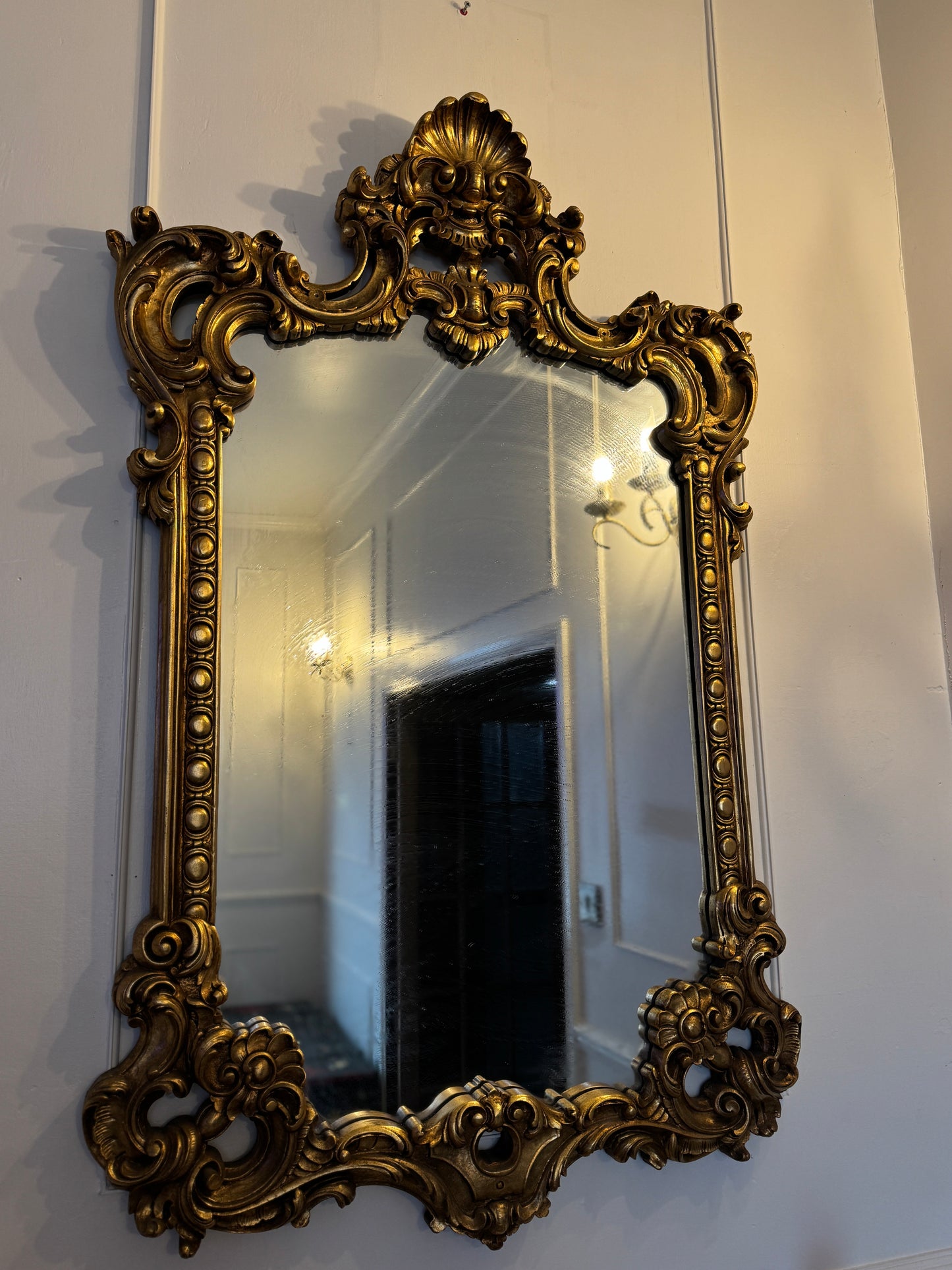 French Louis Style Gold Gilt Wooden Mirror – Large Ornate Statement Piece