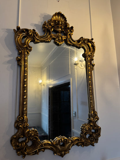 French Louis Style Gold Gilt Wooden Mirror – Large Ornate Statement Piece