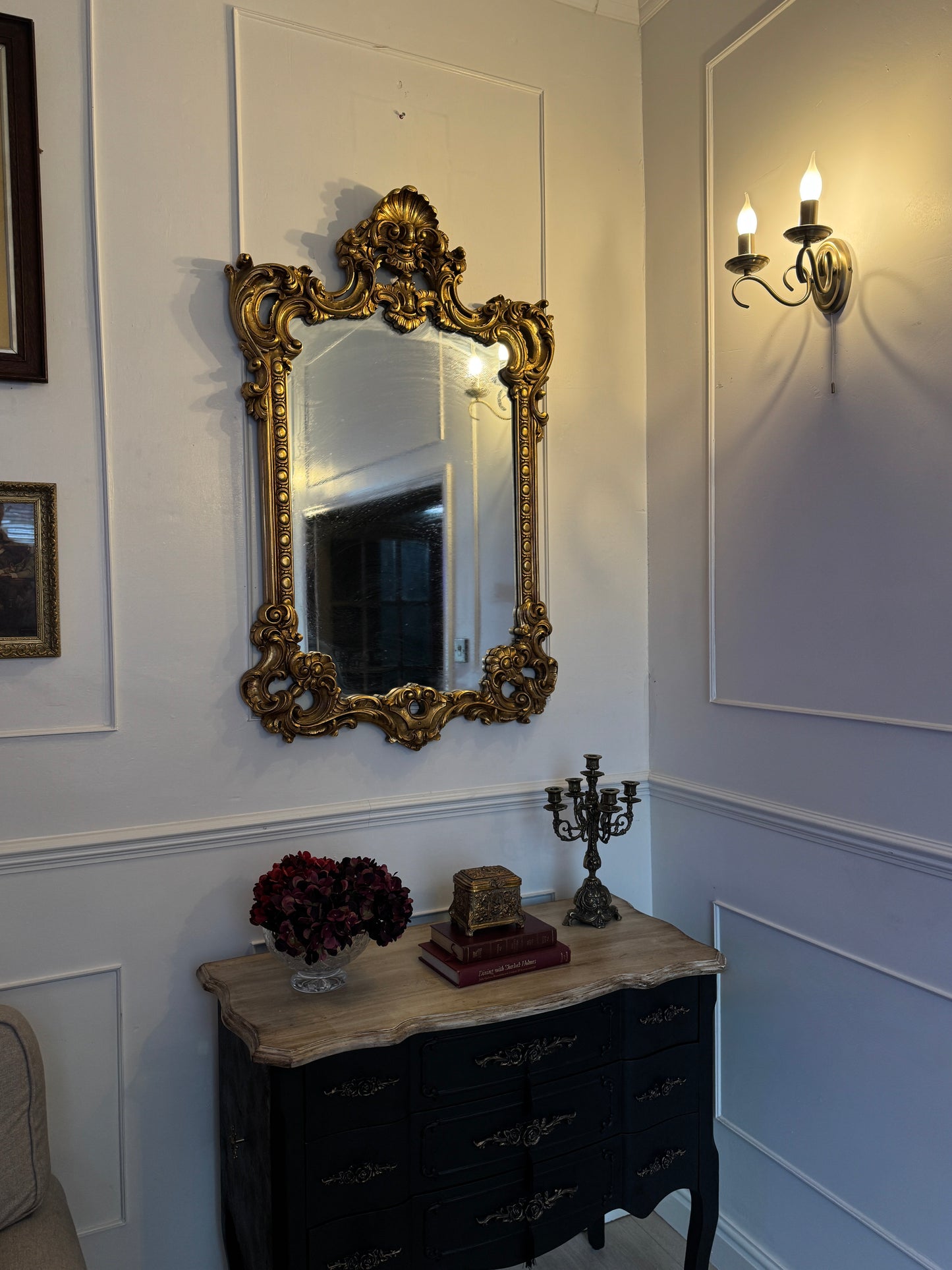 French Louis Style Gold Gilt Wooden Mirror – Large Ornate Statement Piece