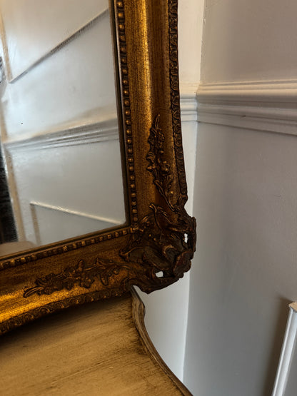 Antique French Gold Gilt Mirror with Ornate Edges – Large Statement Piece
