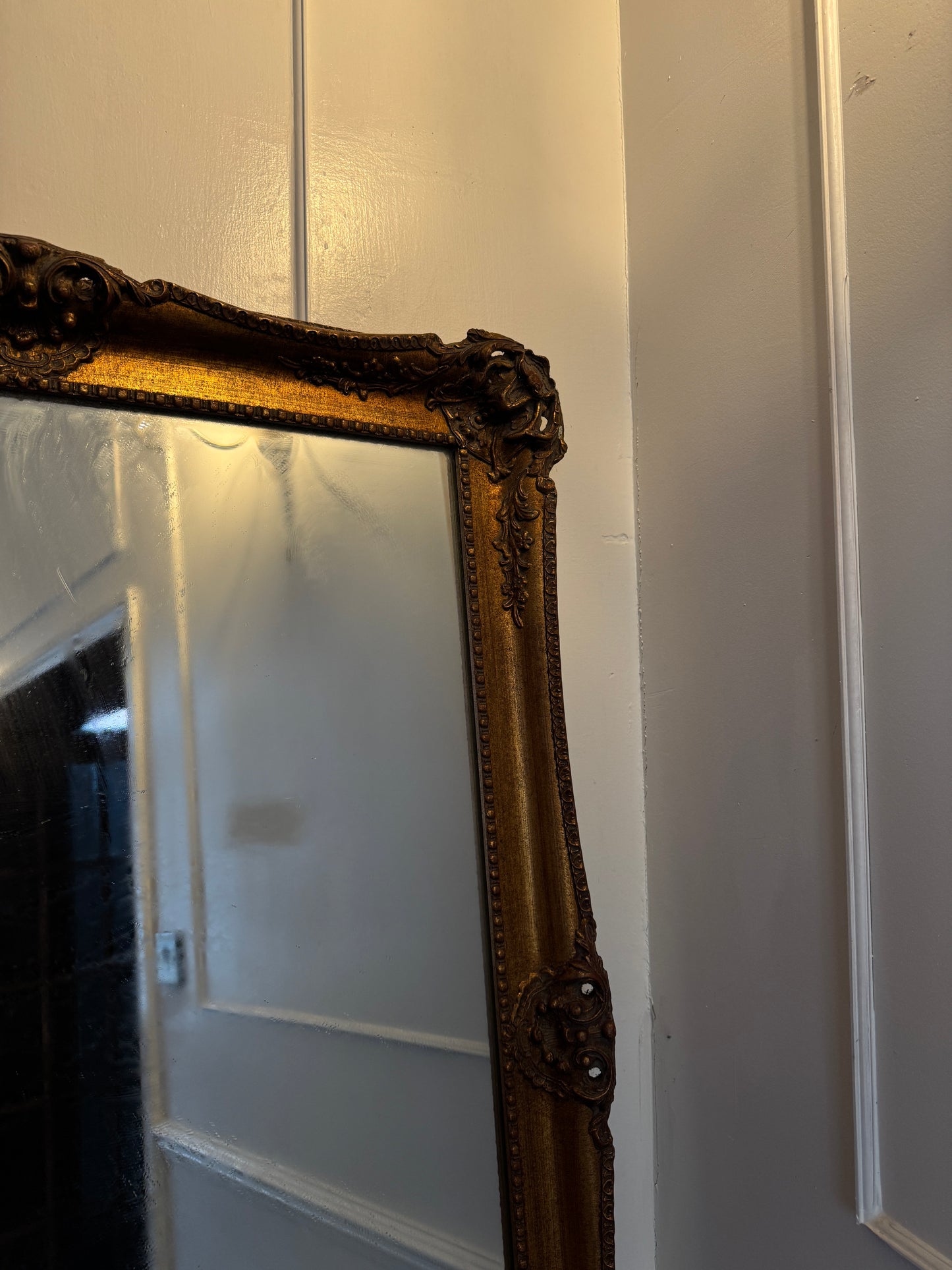 Antique French Gold Gilt Mirror with Ornate Edges – Large Statement Piece