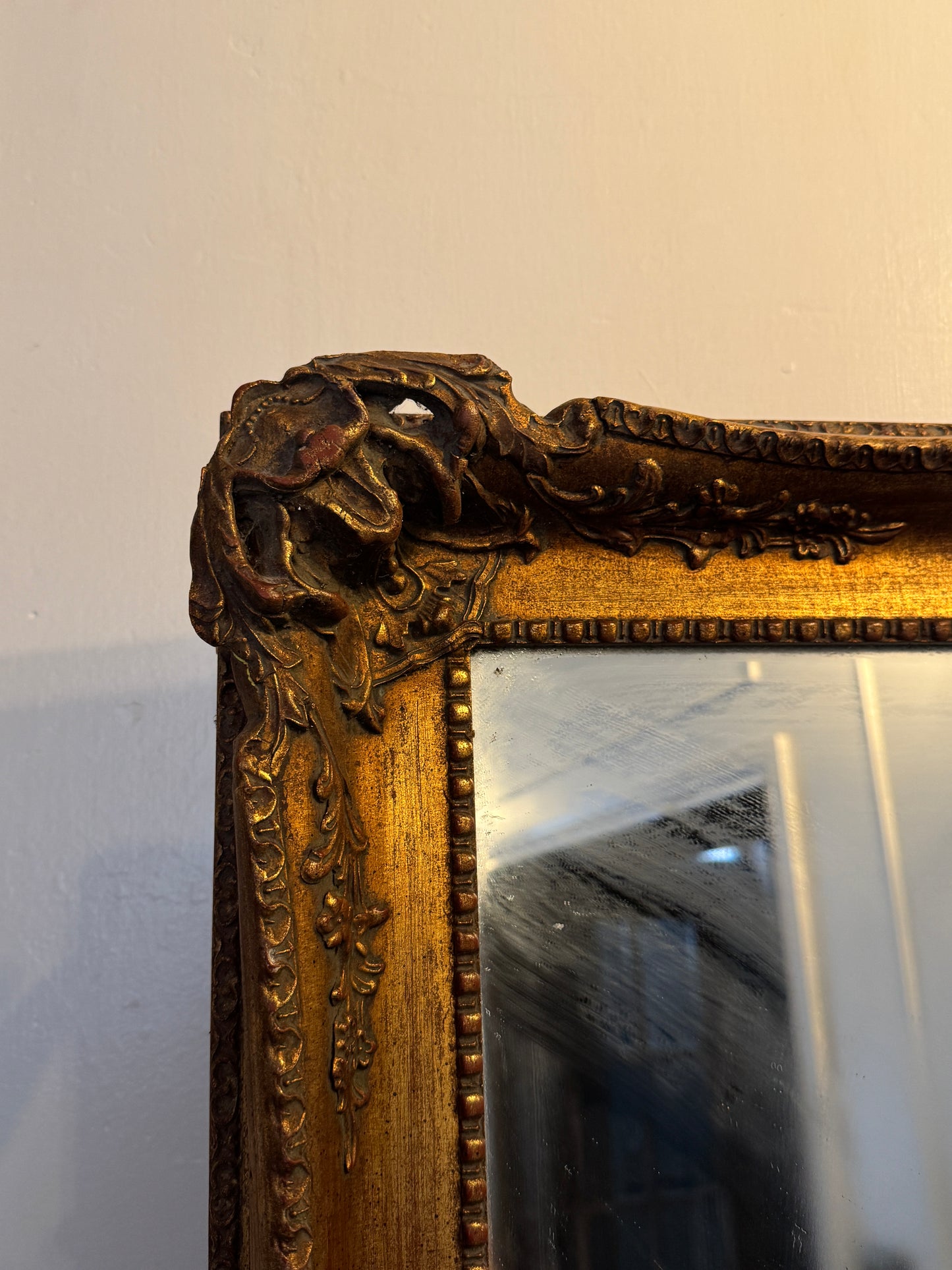 Antique French Gold Gilt Mirror with Ornate Edges – Large Statement Piece