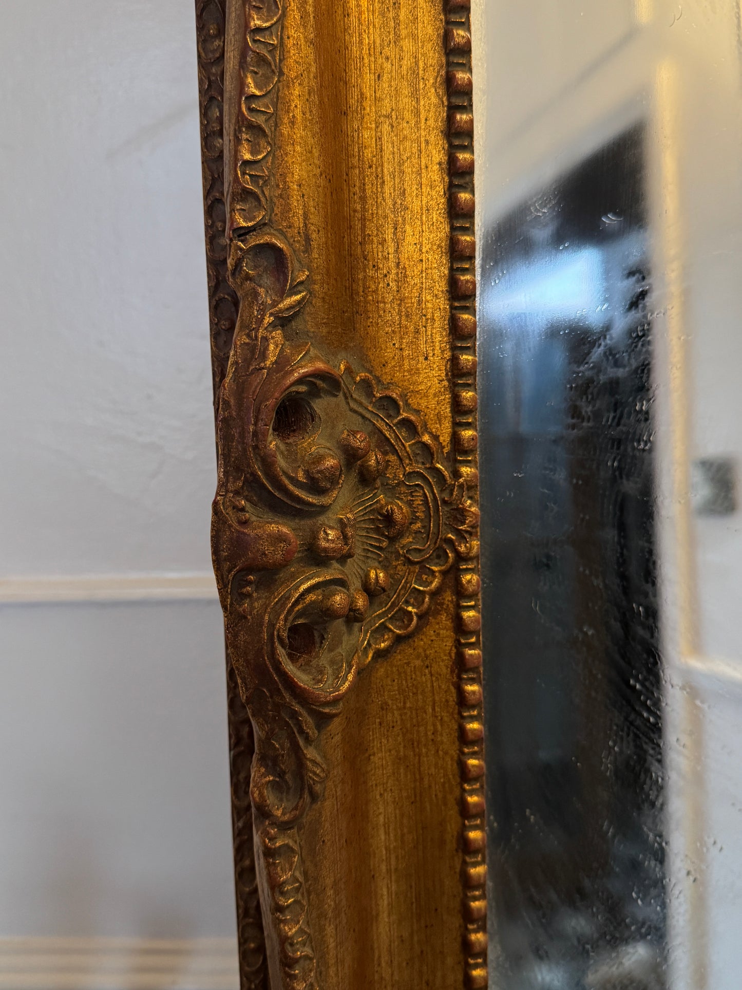 Antique French Gold Gilt Mirror with Ornate Edges – Large Statement Piece