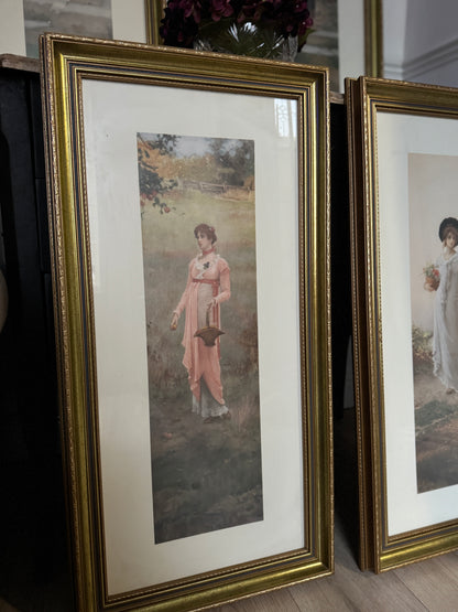 Vintage Marcus Stone Prints – Matching Gold Frames (Gallery Set)
