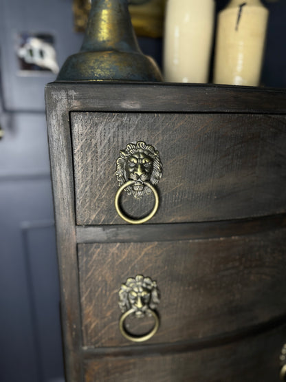 Upcycled Rustic Tall Boy -  Black Noir Vintage Chest of Drawers