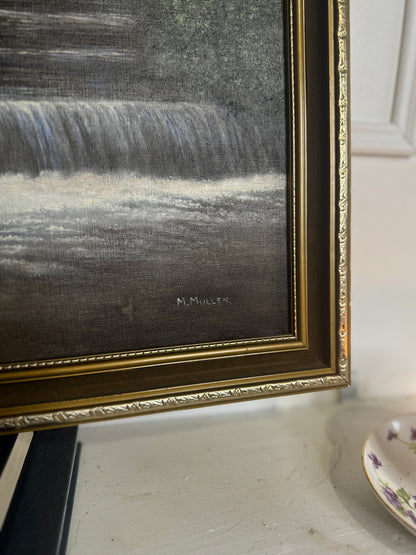Vintage Dark Forest Water Scene – Signed by M. Mullen | Gilt Gold Frame