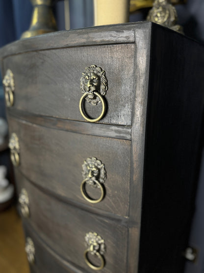 Upcycled Rustic Tall Boy -  Black Noir Vintage Chest of Drawers
