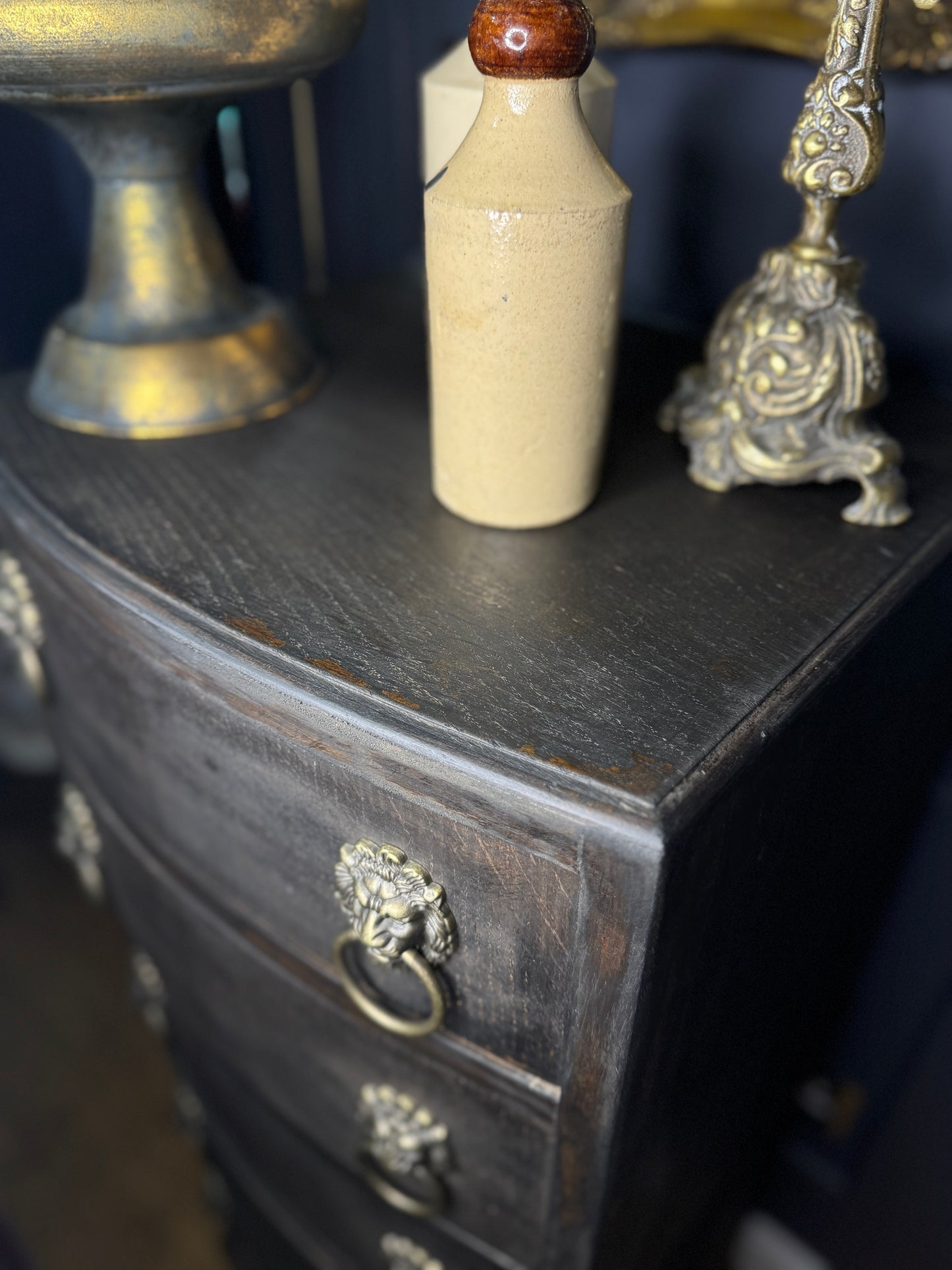 Upcycled Rustic Tall Boy -  Black Noir Vintage Chest of Drawers