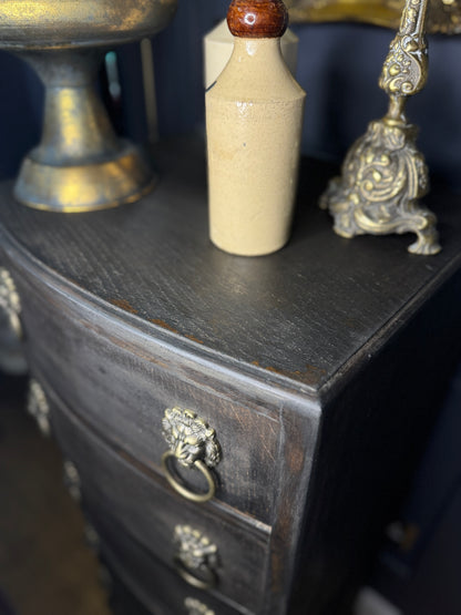 Upcycled Rustic Tall Boy -  Black Noir Vintage Chest of Drawers