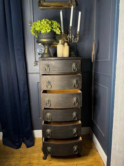 Upcycled Rustic Tall Boy -  Black Noir Vintage Chest of Drawers