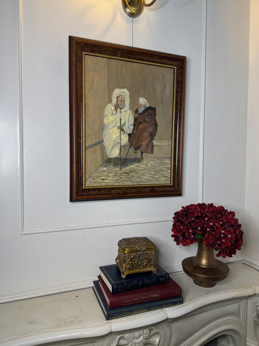 Vintage The Discussion - Original Oil Painting by N.G. Reynolds