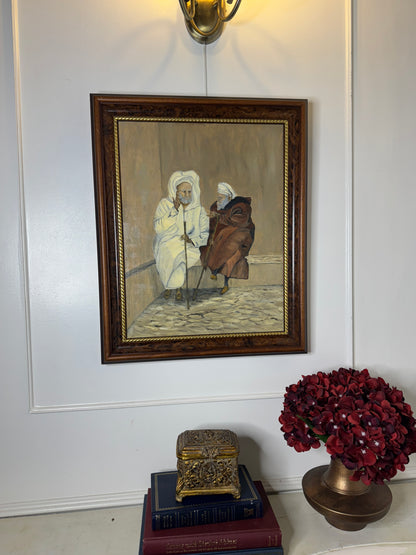 Vintage The Discussion - Original Oil Painting by N.G. Reynolds