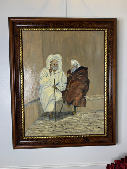 Vintage The Discussion - Original Oil Painting by N.G. Reynolds