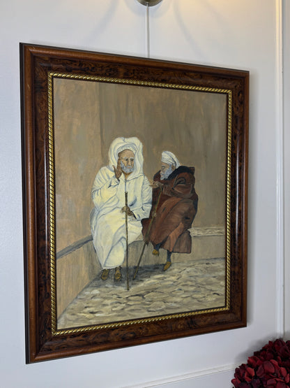 Vintage The Discussion - Original Oil Painting by N.G. Reynolds