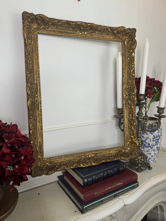 Vintage Gilt French Louis-Style Ornate Chippendale Gold Rare Frame - Medium