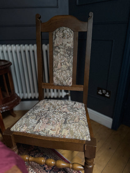 Antique Victorian Oak Drop-Leaf Pembroke Dining Table & Vintage Tapestry Chairs (Optional Set)