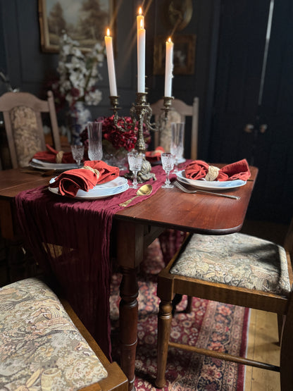 Antique Victorian Oak Drop-Leaf Pembroke Dining Table & Vintage Tapestry Chairs (Optional Set)