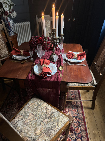 Antique Victorian Oak Drop-Leaf Pembroke Dining Table & Vintage Tapestry Chairs (Optional Set)