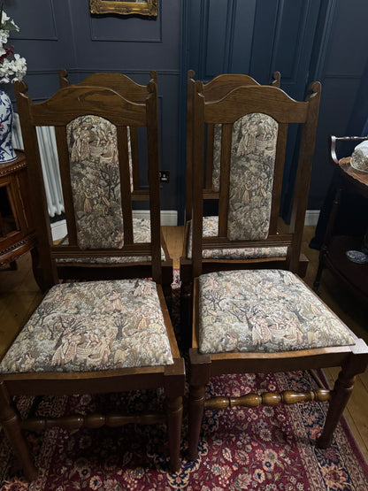 Antique Victorian Oak Drop-Leaf Pembroke Dining Table & Vintage Tapestry Chairs (Optional Set)