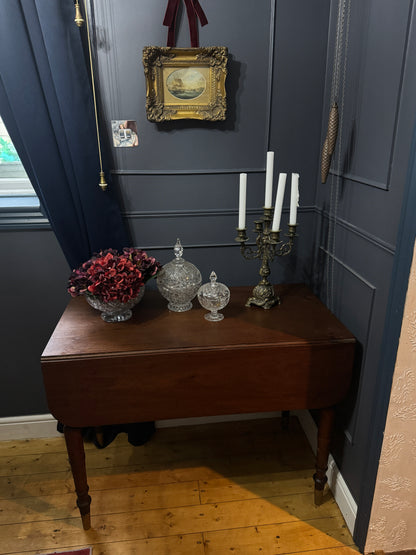 Antique Victorian Oak Drop-Leaf Pembroke Dining Table & Vintage Tapestry Chairs (Optional Set)