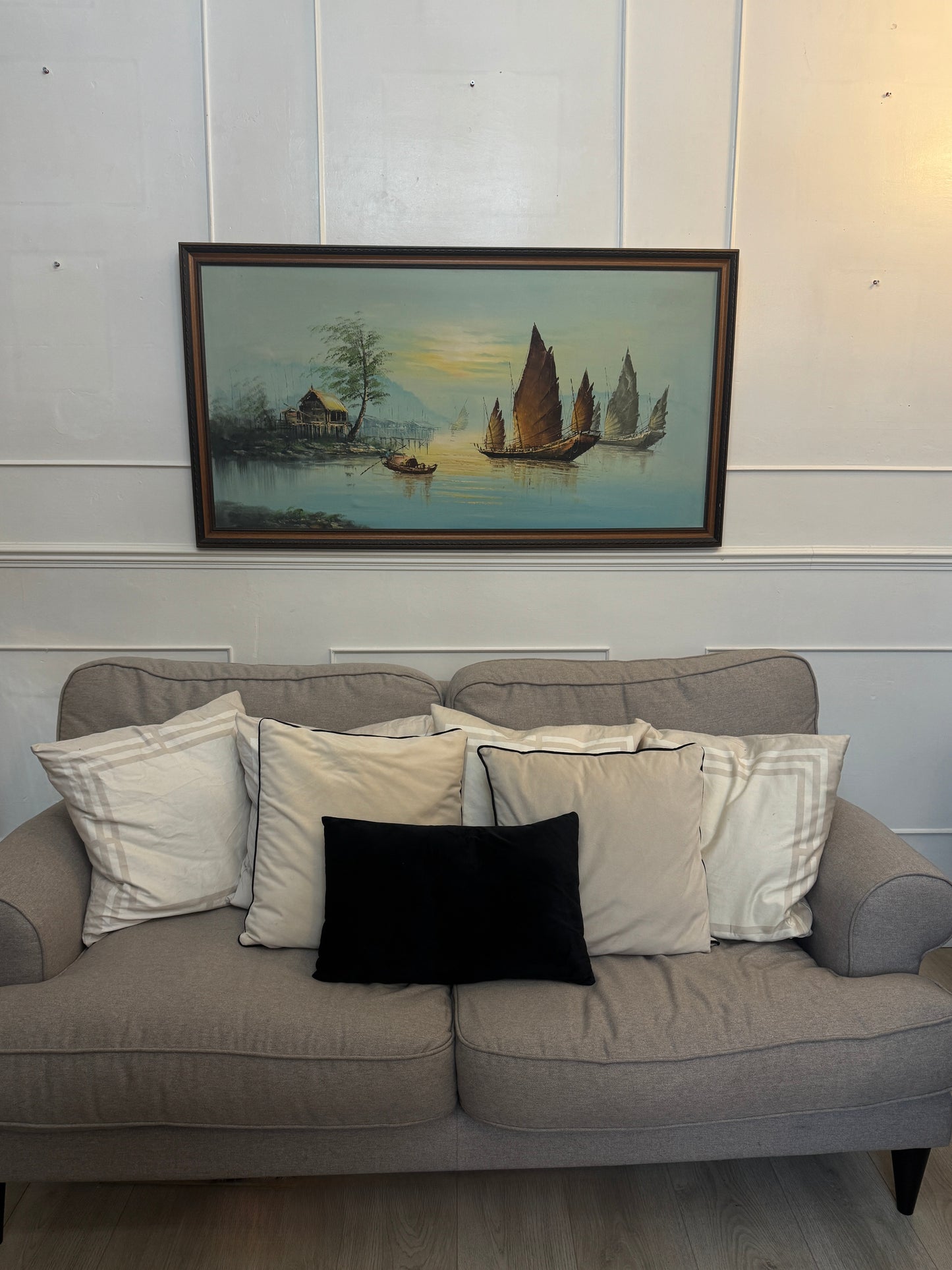 Extra Large Mid Century Hong Kong Oil Painting – 1960s/70s (70 x 131 cm)