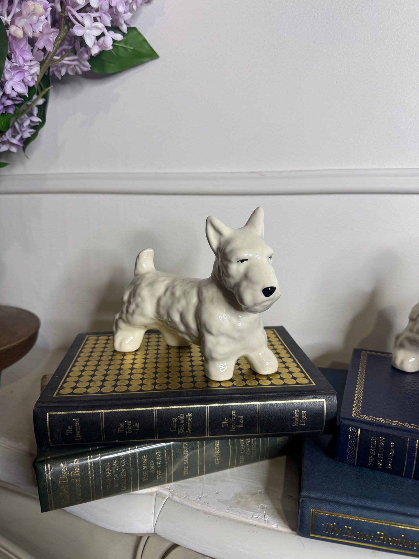 Vintage Scottish Terrier Porcelain Figurine Pair - Hand painted Dog Ornaments
