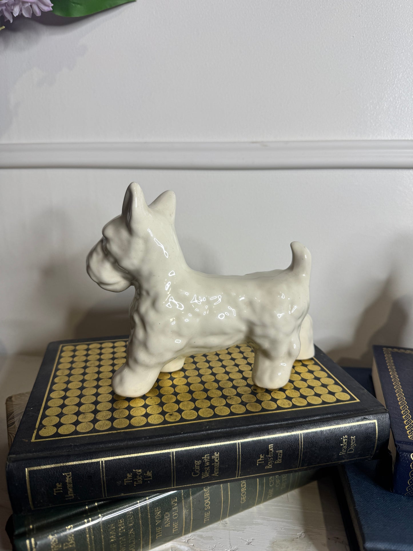 Vintage Scottish Terrier Porcelain Figurine Pair - Hand painted Dog Ornaments