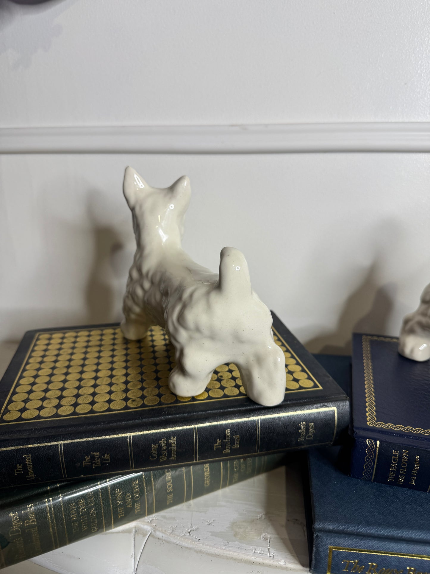 Vintage Scottish Terrier Porcelain Figurine Pair - Hand painted Dog Ornaments