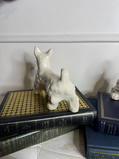 Vintage Scottish Terrier Porcelain Figurine Pair - Hand painted Dog Ornaments
