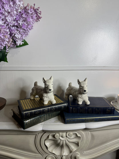 Vintage Scottish Terrier Porcelain Figurine Pair - Hand painted Dog Ornaments