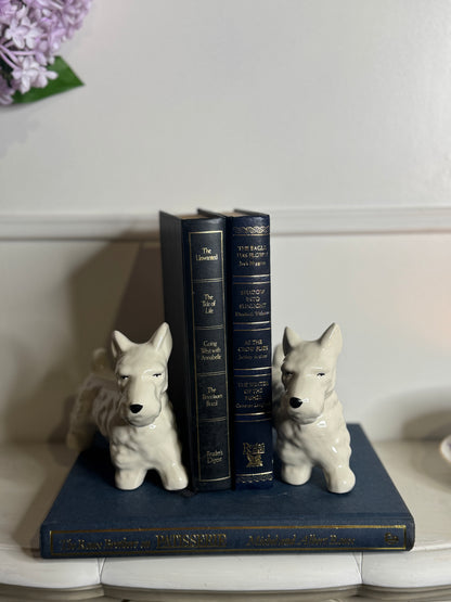 Vintage Scottish Terrier Porcelain Figurine Pair - Hand painted Dog Ornaments