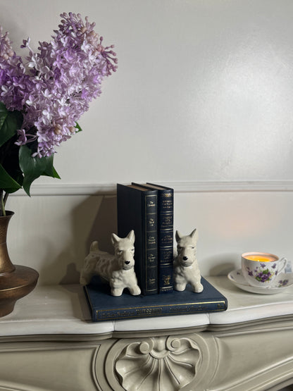 Vintage Scottish Terrier Porcelain Figurine Pair - Hand painted Dog Ornaments