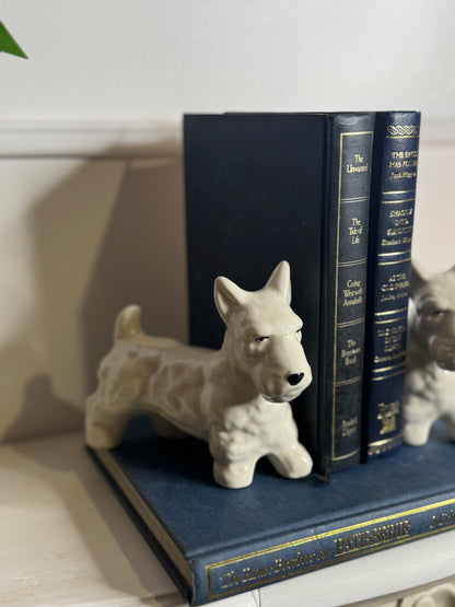 Vintage Scottish Terrier Porcelain Figurine Pair - Hand painted Dog Ornaments