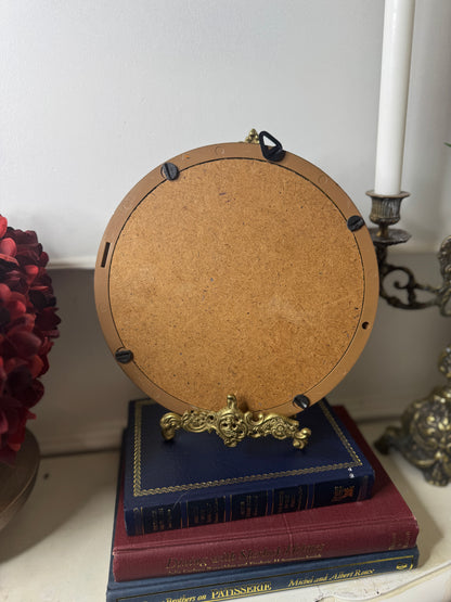Rare Vintage Round Resin Frame with Print – 23cm Diameter Circular Wall Art