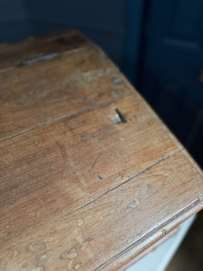 Victorian Clerk’s Desk – Antique Pine Tabletop Writing Desk with Padlock Latch, Aged Rustic Greeting Desk, Collectible Restaurant Host Stand